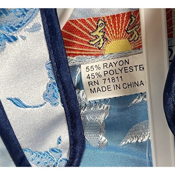 2 Piece Chinese Outfit Toddler Size 2 Blue Embroidered Floral Butterflies NWT - Picture 4 of 15